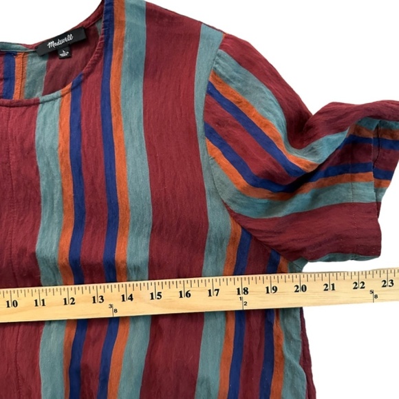 MADEWELL Top Womens Size L Button back tie tee in Rosalinda Stripe Work Party - Picture 8 of 14